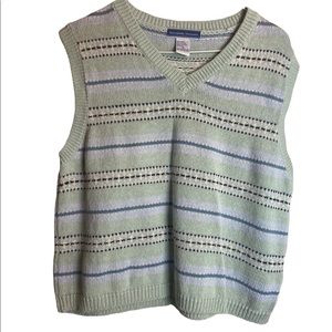 Vintage Elisabeth samuels striped pastel sweater vest ladies medium